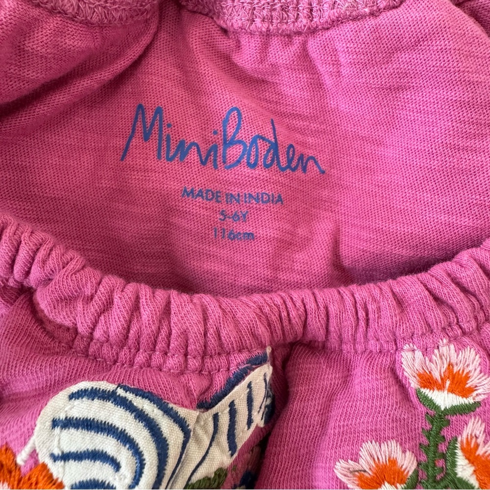 Mini Boden Pink Embroidered Ruffle Shoulder Cotton Tank, Size 5-6y - Picture 11 of 12